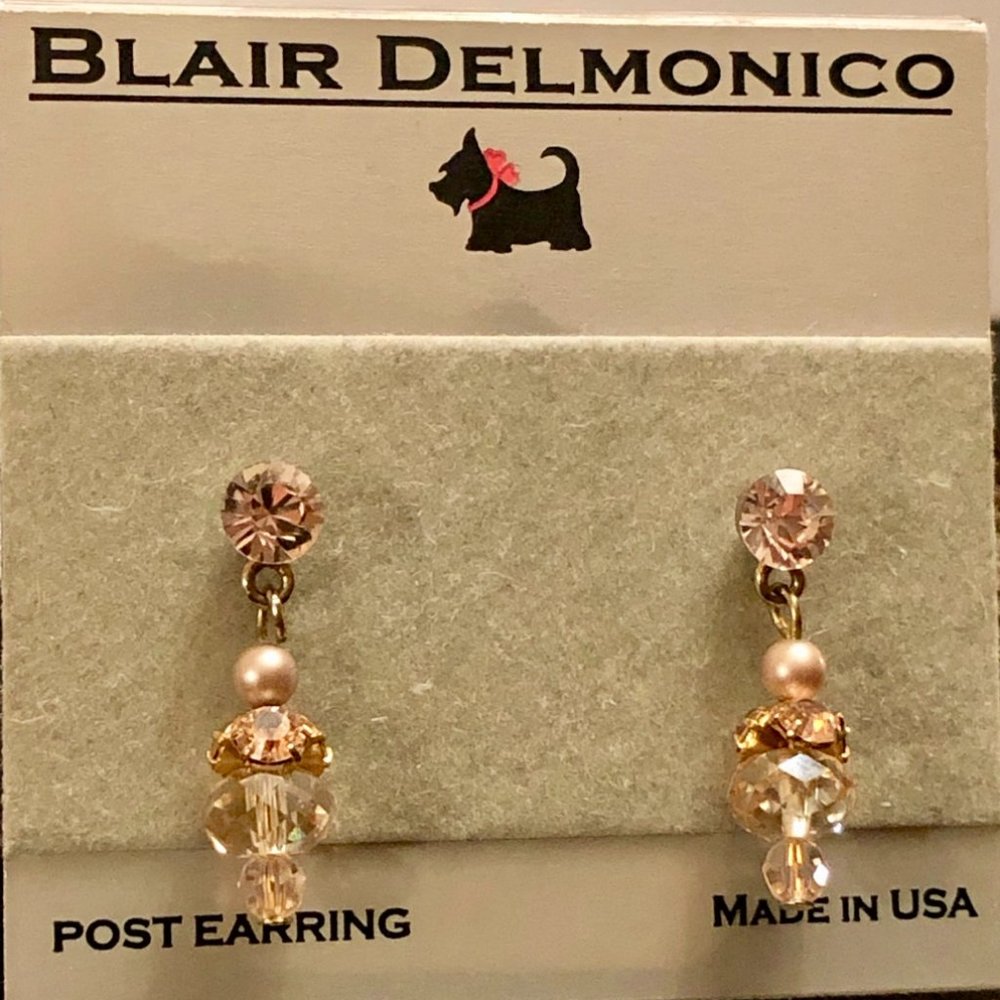 BLAIR DELMONICO Swarovski Crystal Post Dangle Drop Earrings